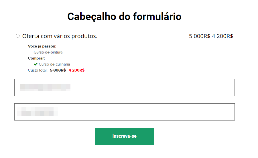 <p> O usuário adquiriu anteriormente um curso de pintura ao valor fixo de 800 $ </p> <p> O usuário adquiriu anteriormente um curso de pintura ao valor fixo de 800 $ </p>