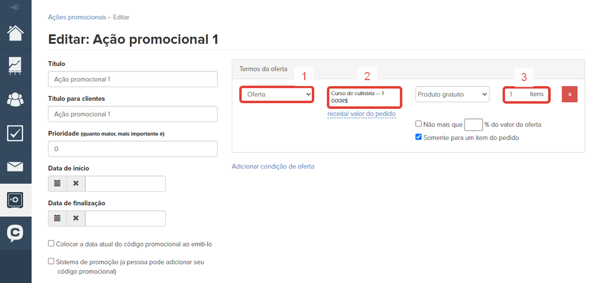 Configurar uma promoção com o tipo de desconto Configurar uma promoção com o tipo de desconto