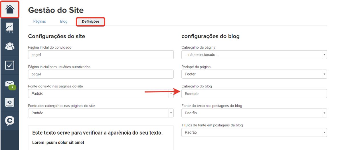 Título do site